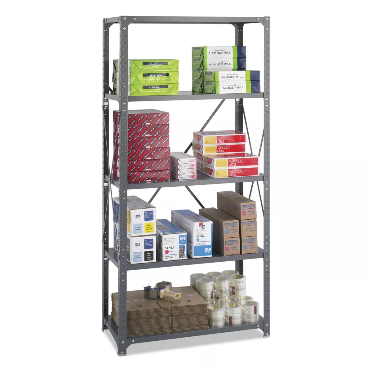 Safco Commercial Steel Shelving Unit Five-Shelf 36w x 18d x 75h Dark Gray 6266