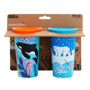 Munchkin Miracle 360° Wild Love Sippy Cup - 2pk - 9oz Orca/Polar
