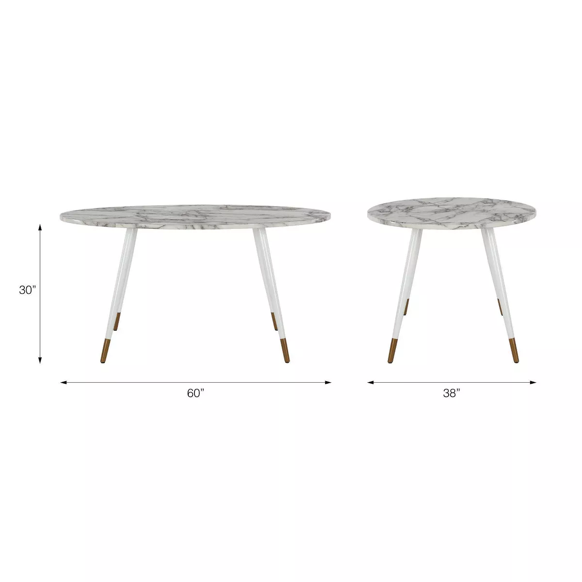 Amari Oval Faux Marble Dining Table White - CosmoLiving by Cosmopolitan