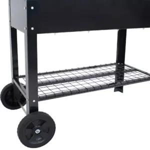 Sunnydaze Outdoor Galvanized Steel Raised Garden Bed Cart with Handlebar and Wheels for Patio, Deck or Yard - 41