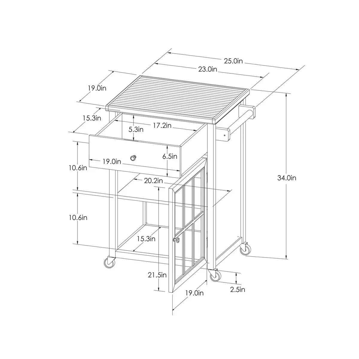 Windham Wood Top Kitchen Cart - Black - Threshold™