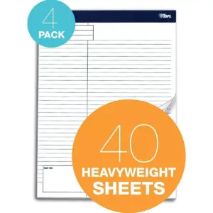 Tops Docket Gold Planning Pad Legal/Wide 8 1/2 x 11 3/4 White 40 Sheets 4/Pack 77102
