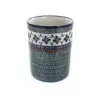 Blue Rose Polish Pottery Mosaic Flower Utensil Jar
