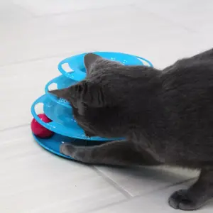 Quirky Kitty Three Layer Ball Track Cat Toy - Blue