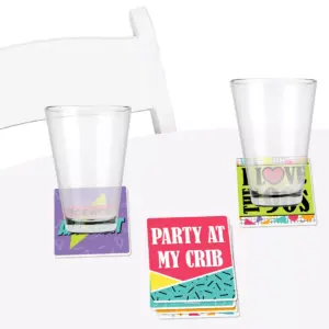 Big Dot of Happiness 90's Throwback - Funny 1990s Party Decorations - Drink Coasters - Set of 6