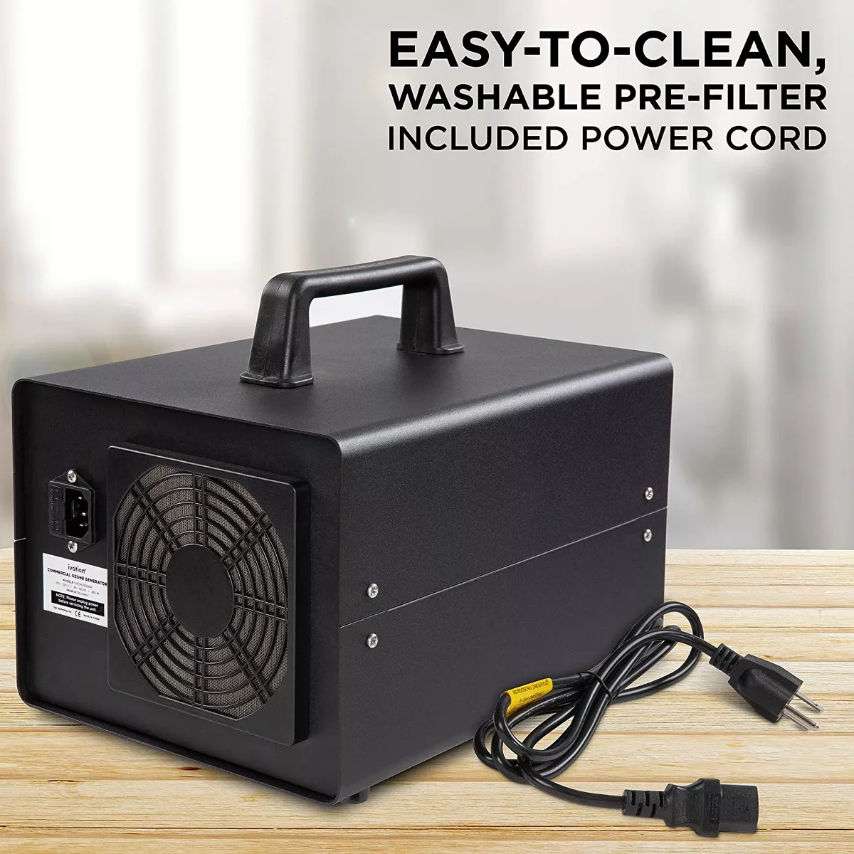 Ivation 30,000mg Industrial Ozone Generator Machine for Up to 10,000 Sq/Ft with UV Light, Built-In Timer, Hold Function, Adjustable Ozone, 2 Long-Lasting High Capacity Ceramic Plates & Washable Filter