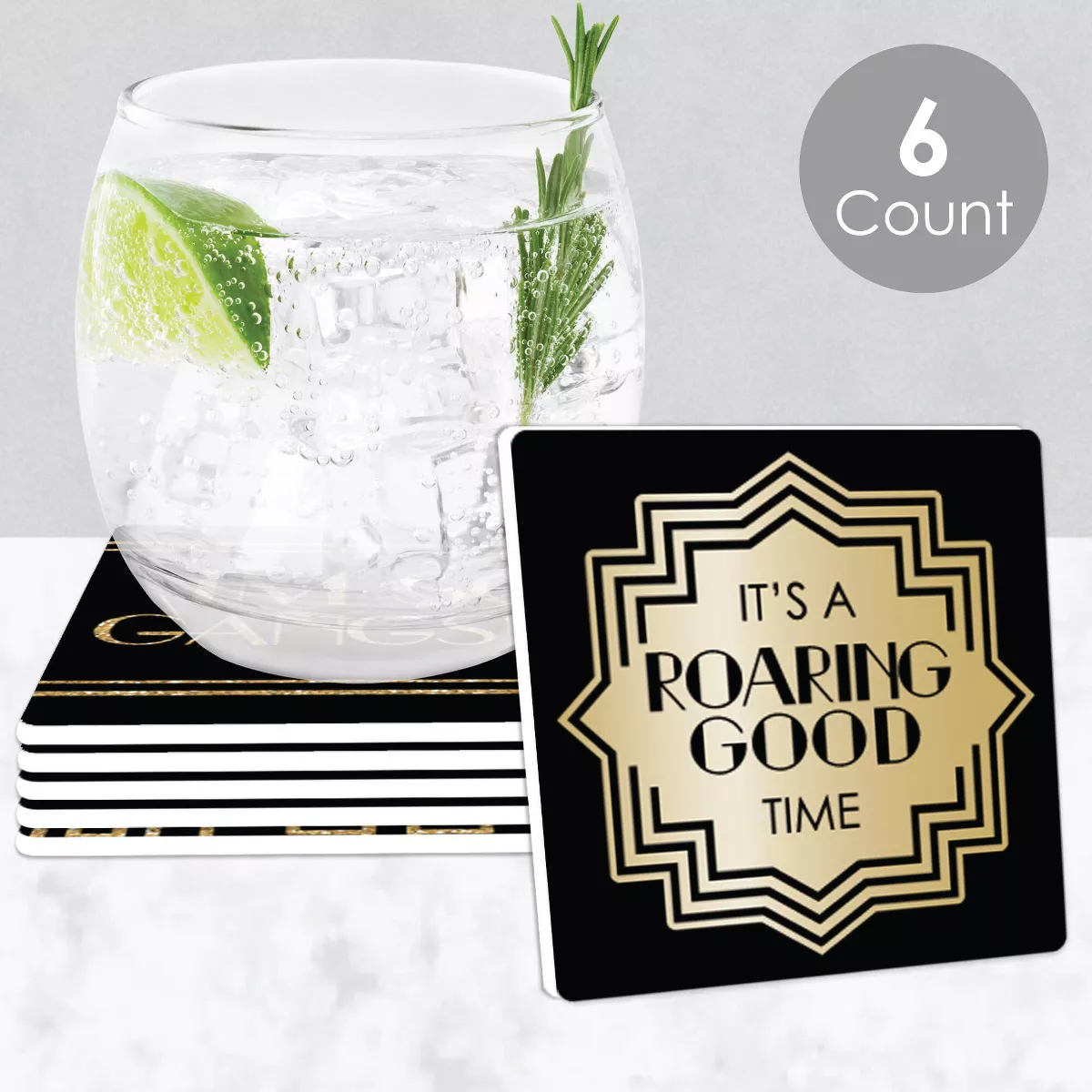 Big Dot of Happiness Roaring 20's - Funny 1920s Art Deco Jazz Party Decorations - Drink Coasters - Set of 6