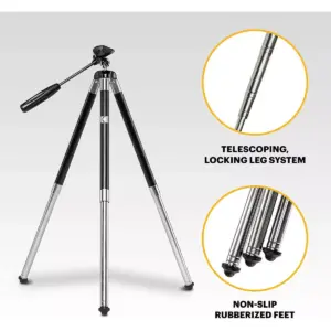 KODAK PhotoGear 42” Tripod | 8-Section Aluminum Stainless Steel Tripod w/Bluetooth Remote, Telescoping Leg-Lock Height Adjustment, 360° Ball Head, Rubber Feet, Smartphone Adapter E-Guide & Carry Case