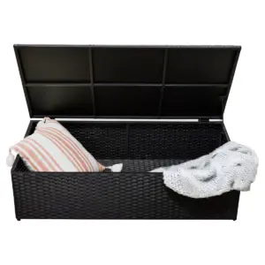 Laguna 2pc All-Weather Wicker Patio Storage Sofa & Coffee Table - Black Wicker - Serta