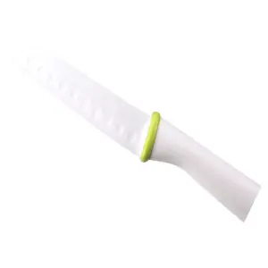 T-Fal Zen 84215 Ergonomic Sharp Ceramic 5 Inch Kitchen Chefs Santoku Knife with Protective Sheath and Ergonomic Grip, White