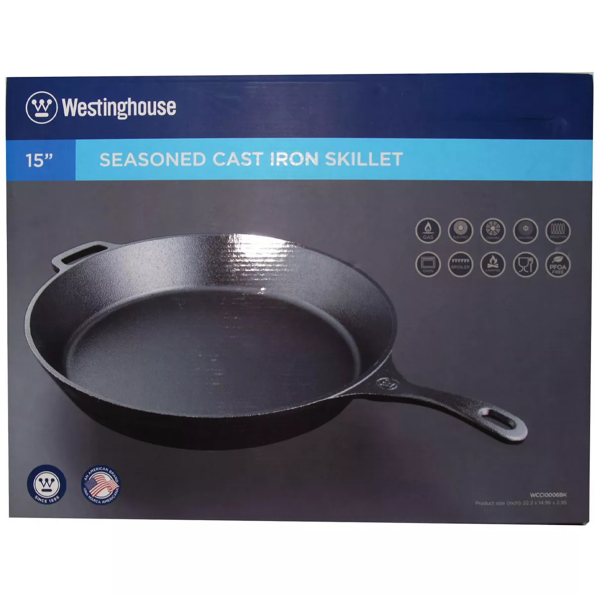 Westinghouse Cast Iron Seasoned Skillet, 15-Inch