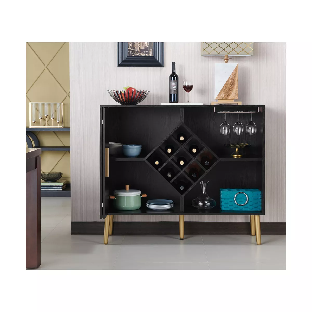 Miko Wine Cabinet Galaxy Black - HOMES: Inside + Out