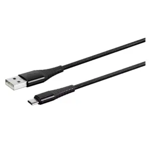 Monoprice USB 2.0 Micro B to Type A Charge & Sync Cable - 6 Feet - Black | Nylon-Braid, Durable, Kevlar-Reinforced - AtlasFlex Series