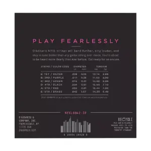 D'Addario NYXL0942 Super-Light 3-Pack Electric Guitar Strings and NS Reflex Capo Black