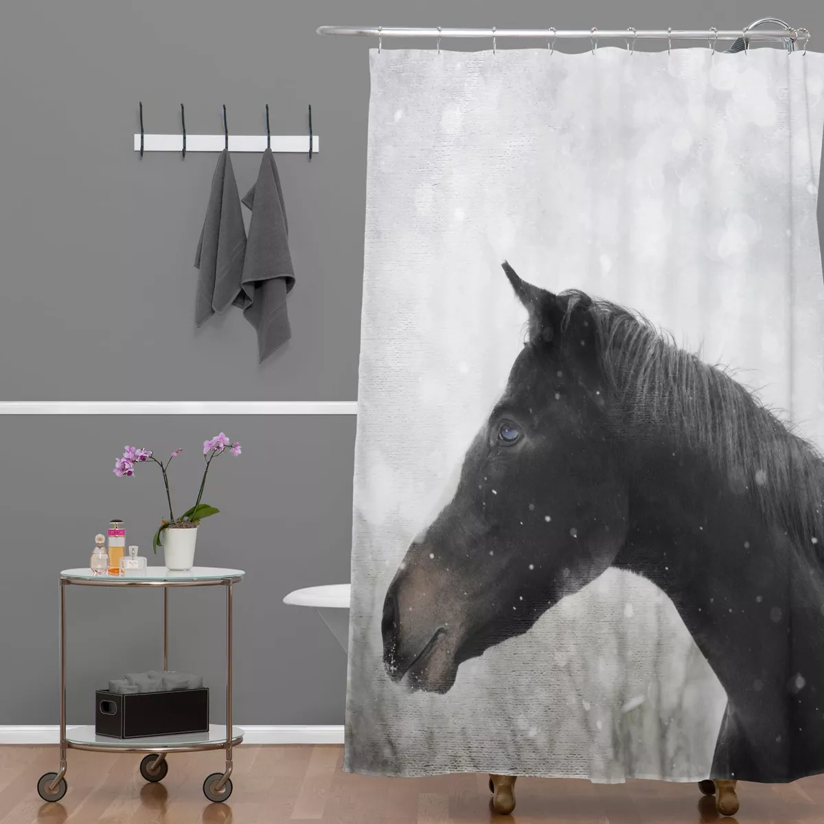Winter Horse Shower Curtain Gray - Deny Designs