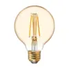 General Electric 2pk 60W VintaG25 Globe Filament Amber LED Light Bulb White