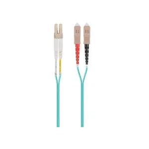 Monoprice OM4 Fiber Optic Cable - 15m (Meter) - LC/UPC-SC/UPC, Multi Mode, Duplex, 50/125 Type, 2.0mm, PVC