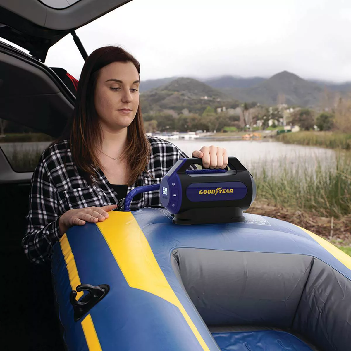 Goodyear Dual Flow 6min Flat to Full Tire Inflator and Air Compressor with Digital Display