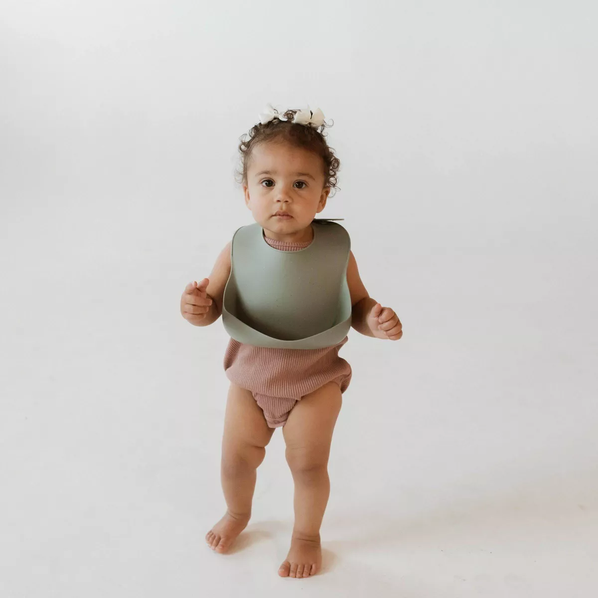 Pretty Please Teethers Silicone Bib - Speckle Sage