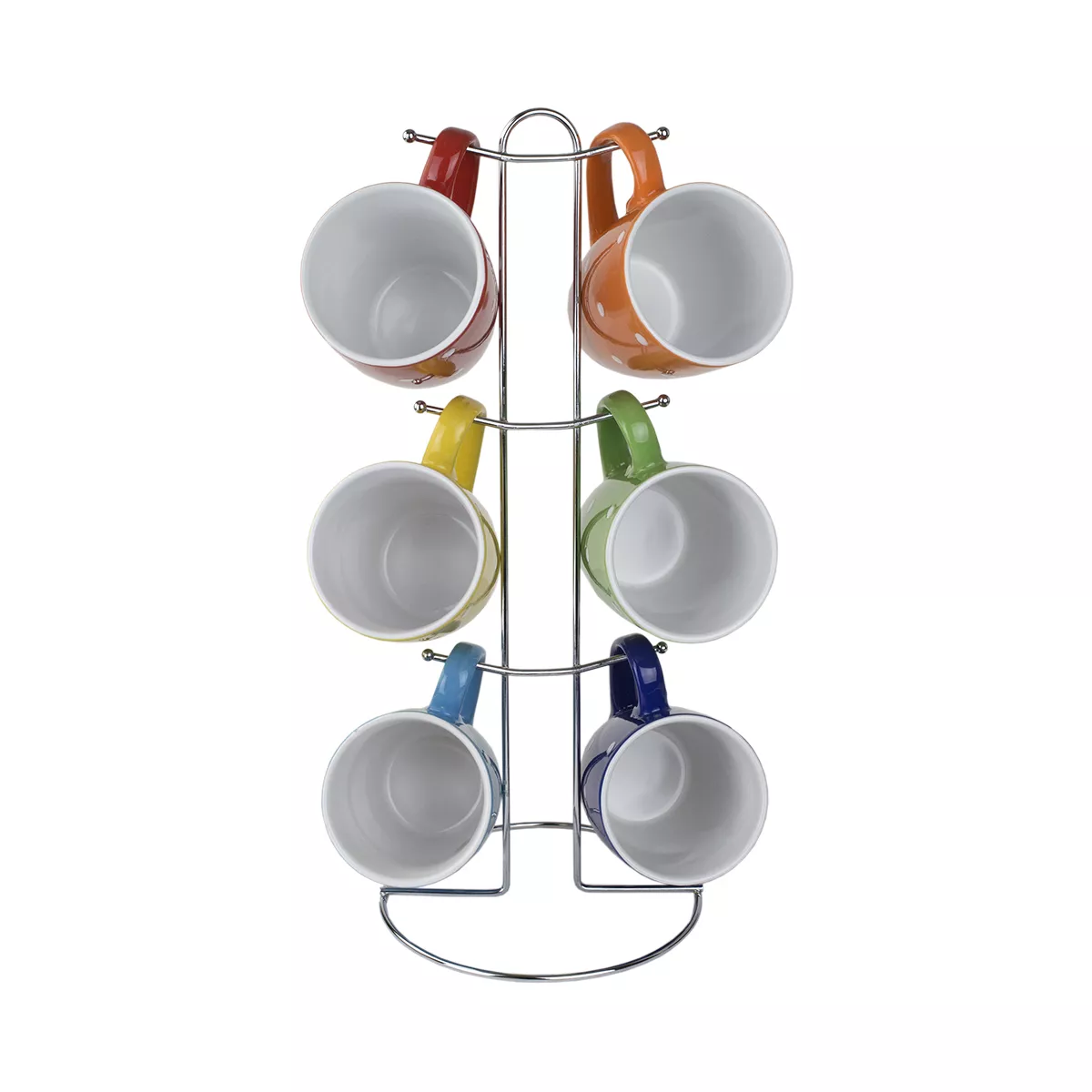 Home Basics 6 Piece Polka Dot Mug Set with Stand