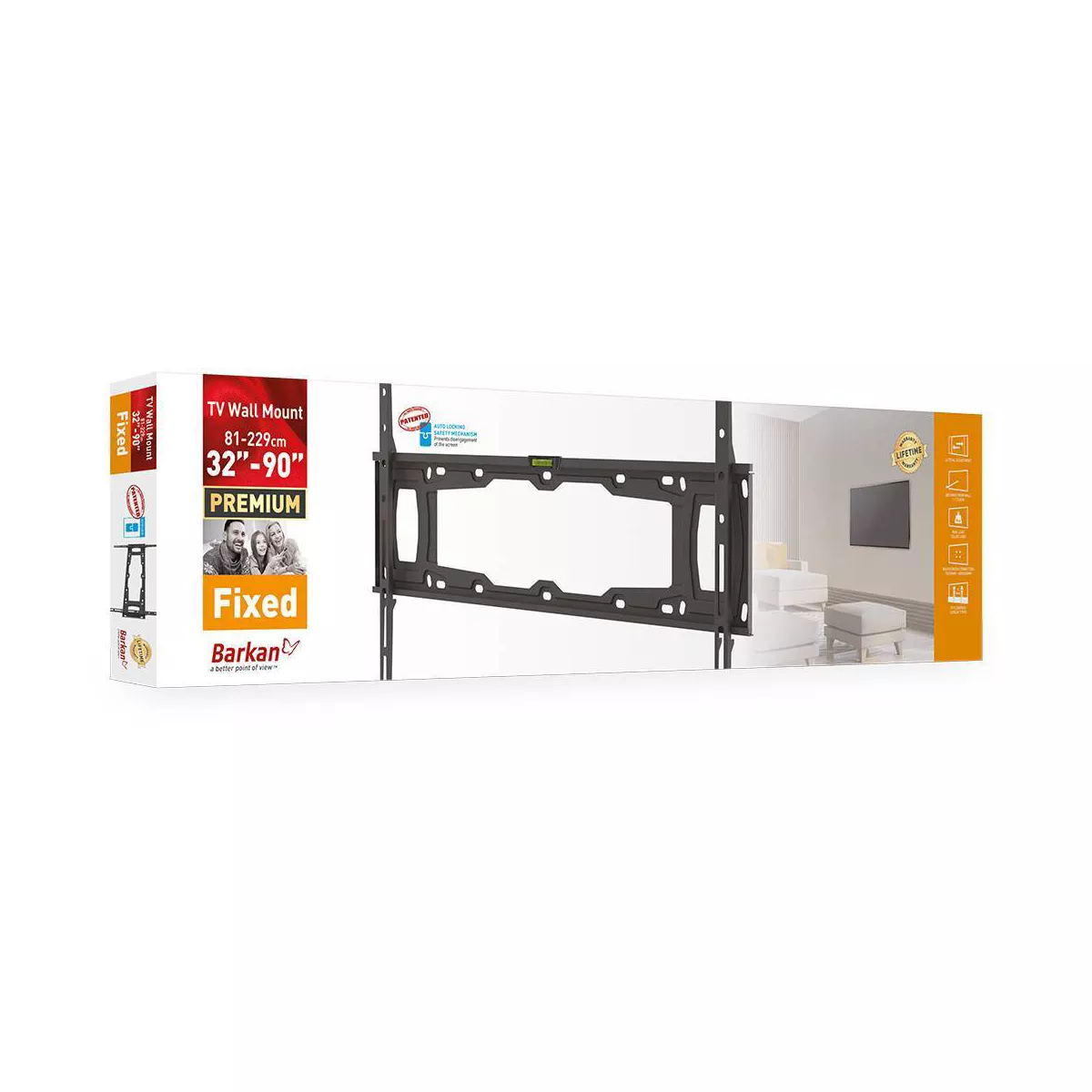 Barkan 32 - 90" Fixed Flat / Curved TV Wall Mount Black