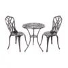 Theon 3pc Antique Outdoor Patio Bistro Set Bronze - Balkene Home
