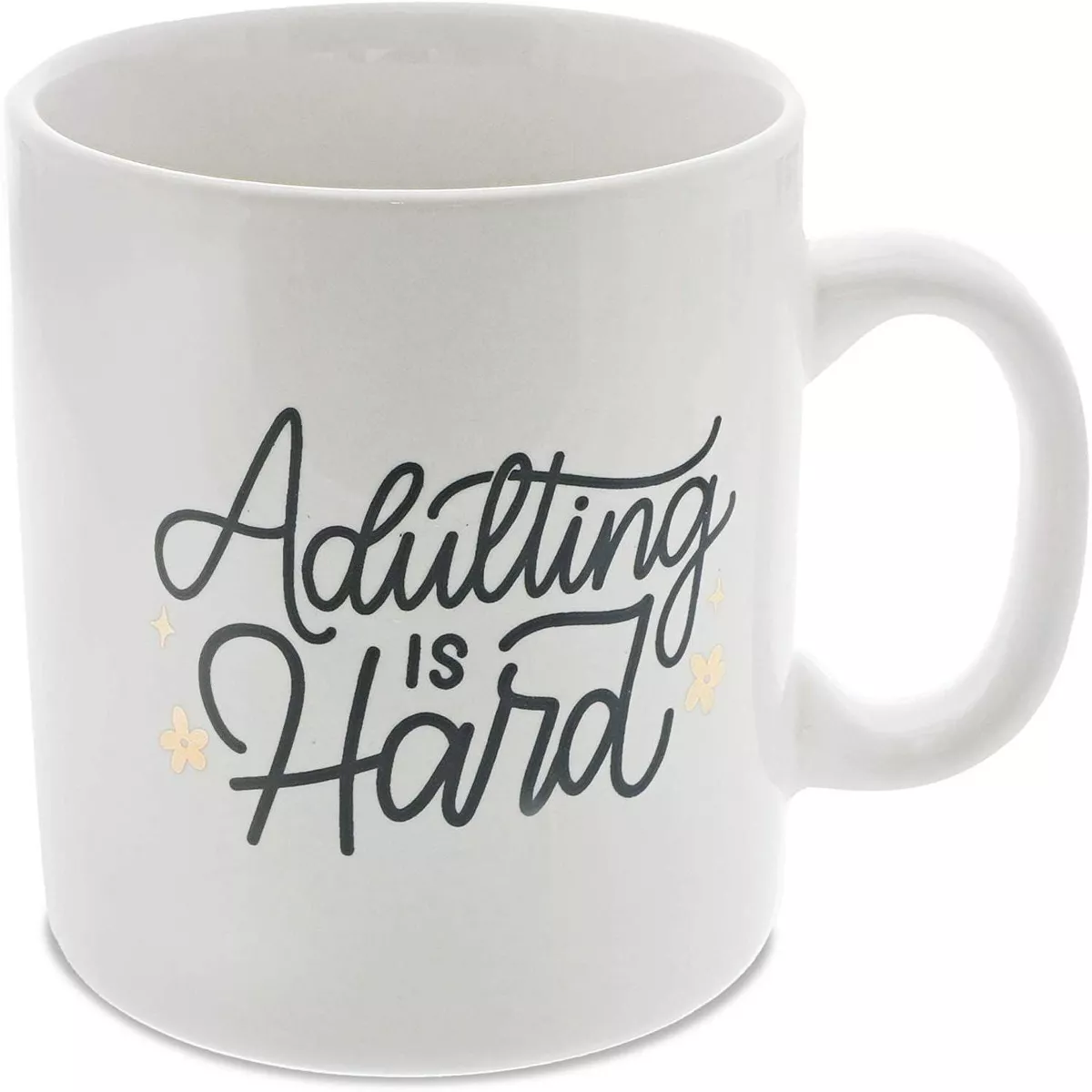 Okuna Outpost White Large Ceramic Coffee Mug Tea Cup, Almost Adulting (16 oz, 3.7 x 4.1 in)