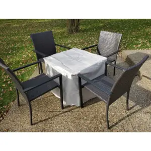 Leisure Classics Harbor Springs 50000 BTU 5 Piece Outdoor Natural Tile Top Square Propane Fire Pit Set