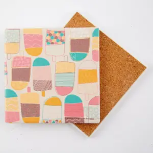 4pk Ceramic Cartoon Popsicle Print Coasters - Thirstystone