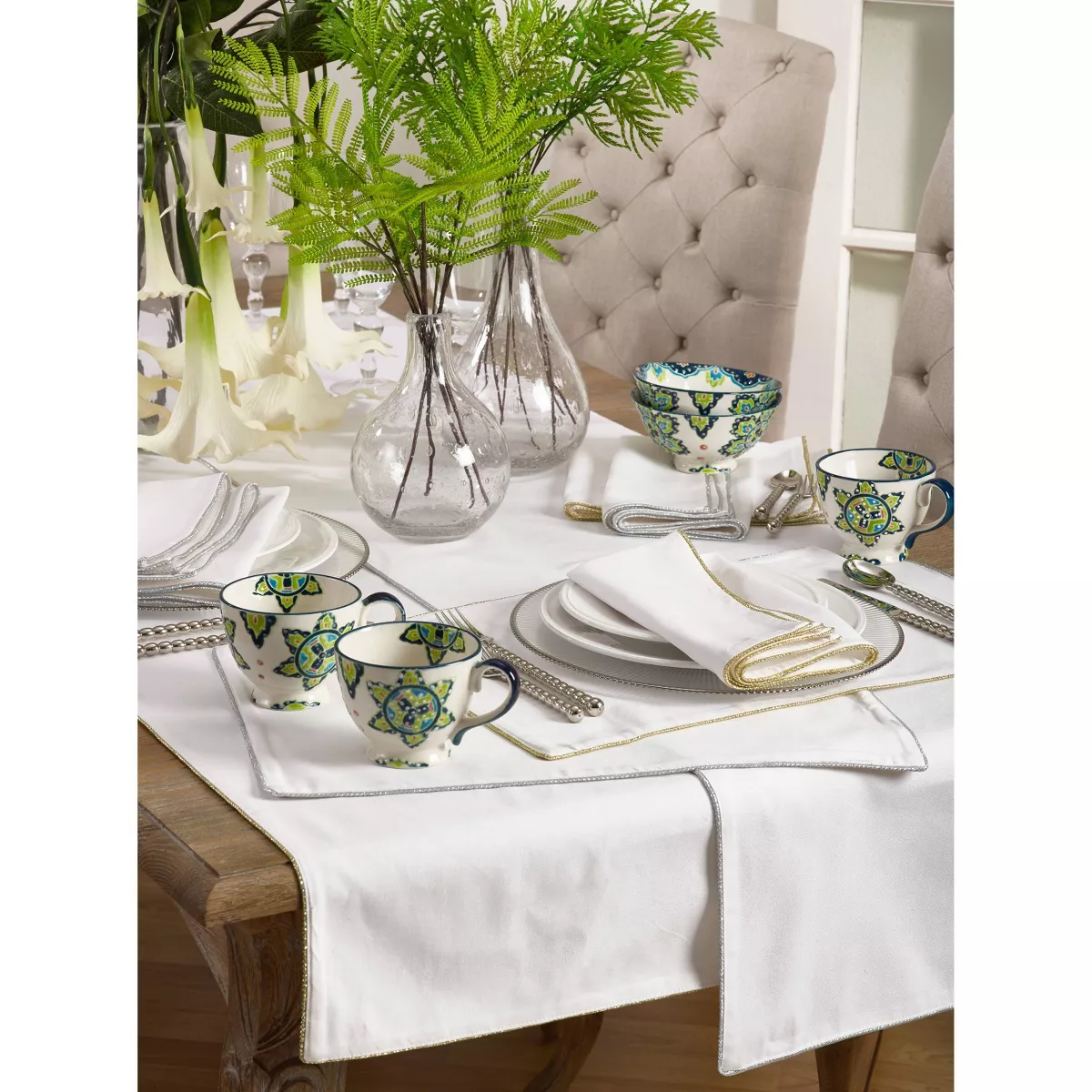 4pk Silver Luana Shimmering Border Design Placemat 14
