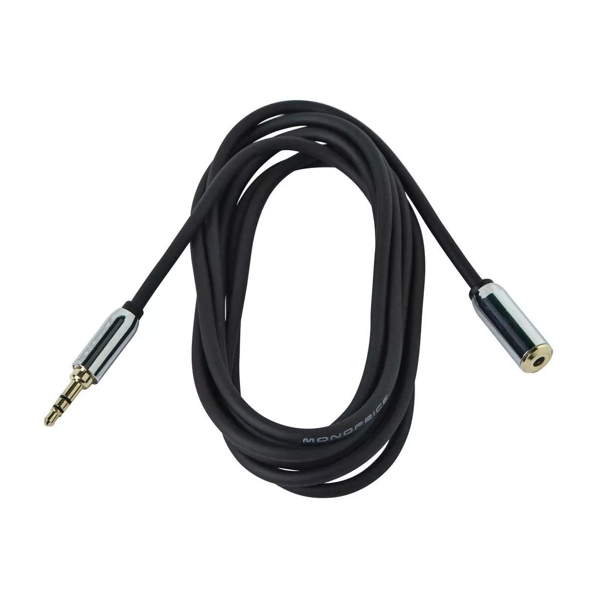 Monoprice Audio Cable - 6 Feet - Black | 3.5mm Male Plug to 3.5mm Female Jack Extension Cable for Mobile, Gold Plated