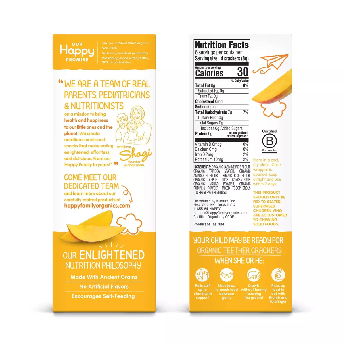 HappyBaby Mango & Pumpkin Organic Teether Crackers - 12ct/0.14oz Each