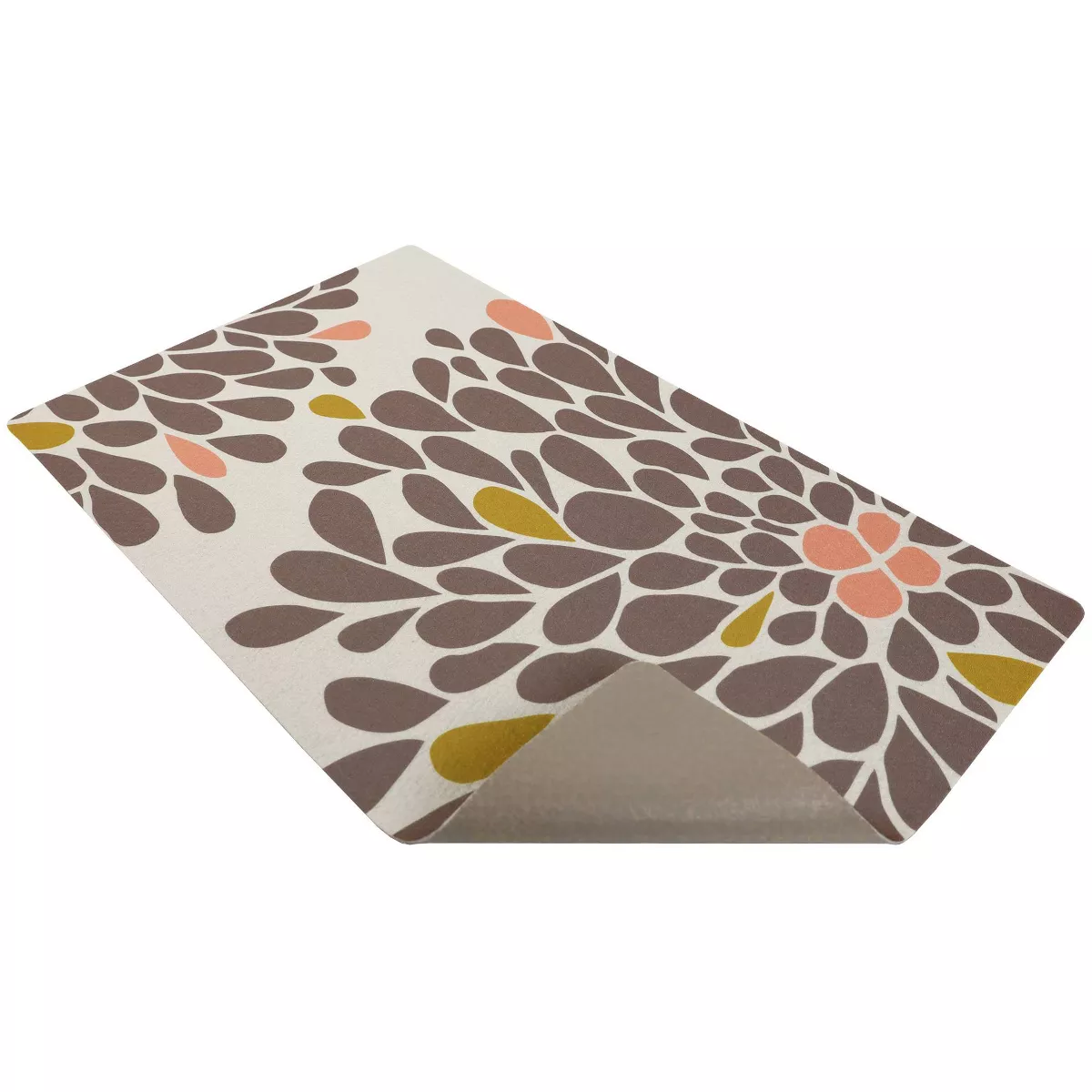 Drymate Dog and Cat Feeding Placemat - Floral Brown & Coral