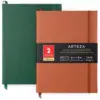 Arteza Hardcover Premium Lined Paper Note Journals, 96 Sheets, Hunter Green & Saddle - 2 Pack (ARTZ-4258)