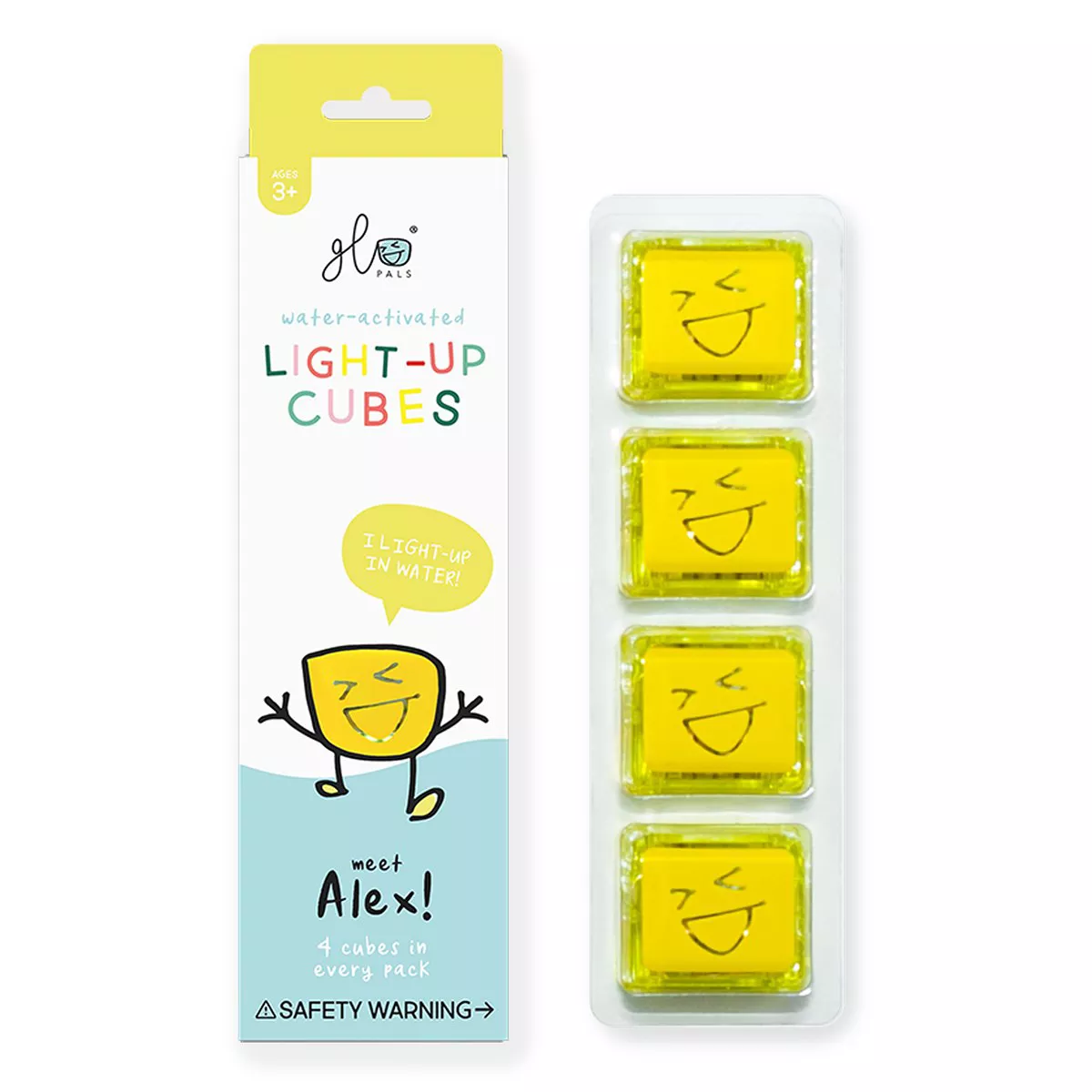 Glo Pals Character Alex & 6 Yellow Light Up Water Cubes