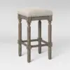 Erving Wood and Upholstered Backless Counter Height Barstool Taupe - Threshold™