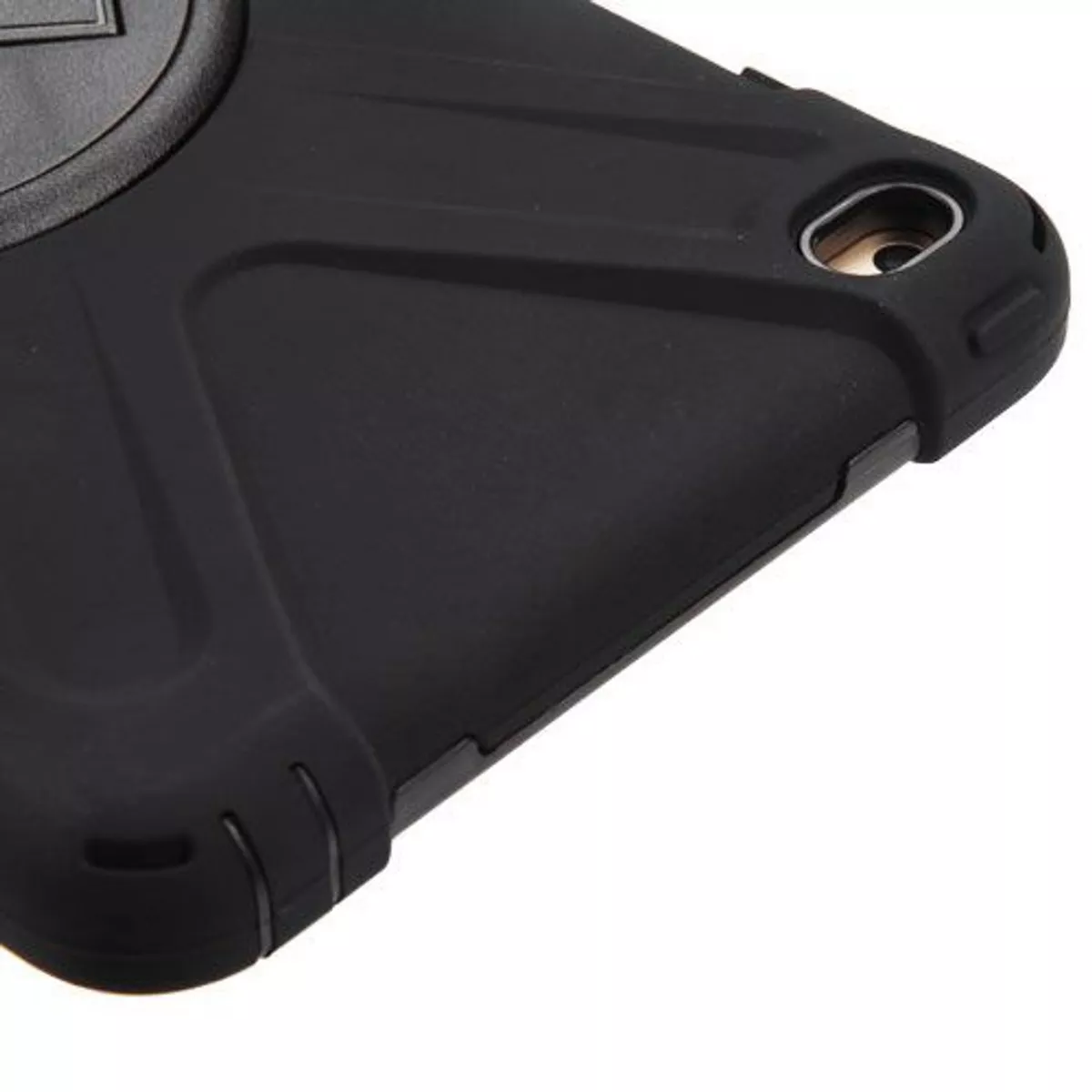 MYBAT For Apple iPad Mini 4 Black Wristband Hard Rubberized Case Cover w/stand