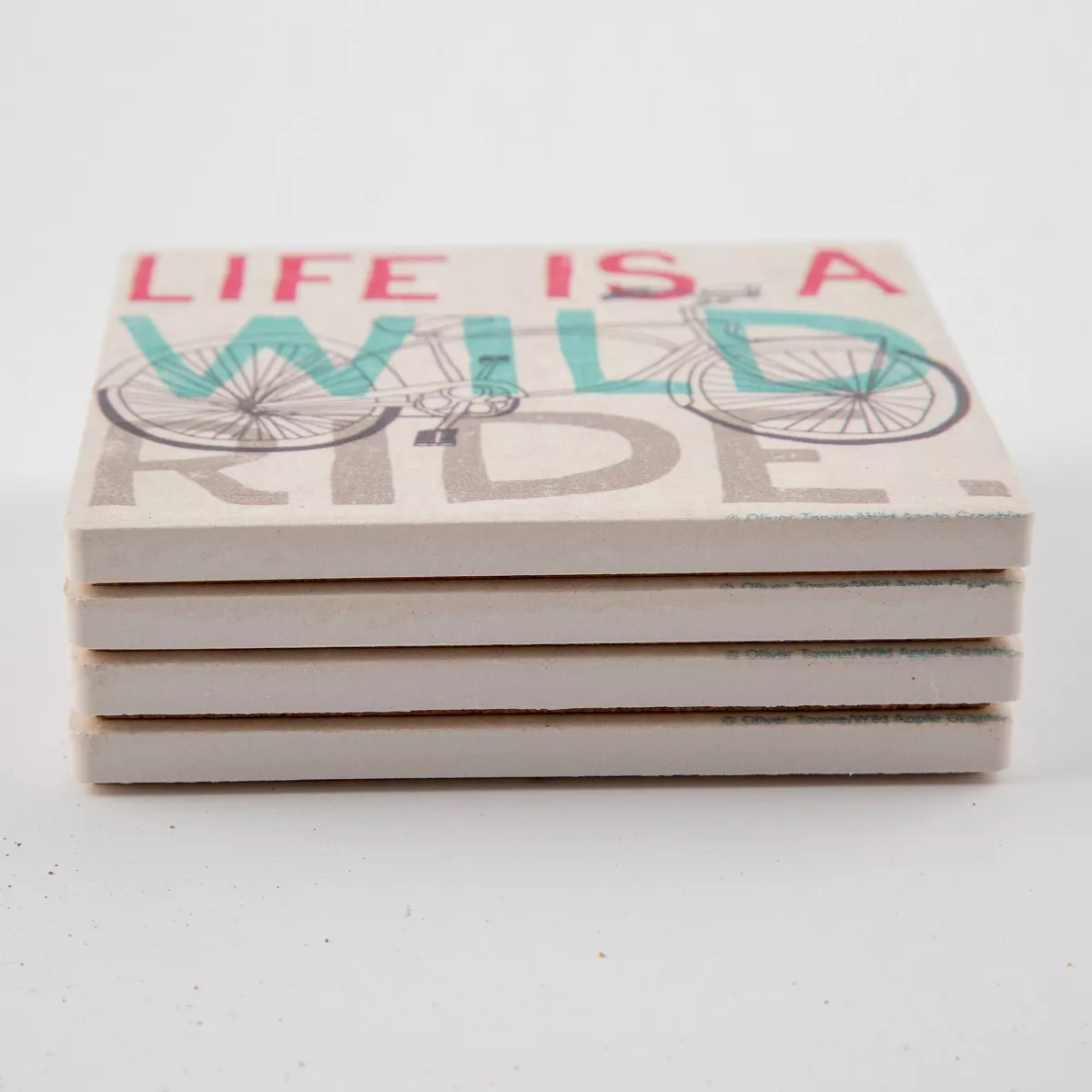 4pk Ceramic Wild Ride Bicycle Print Coasters - Thirstystone
