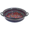Blue Rose Polish Pottery Jungle Flower Large Casserole Dish with Handles