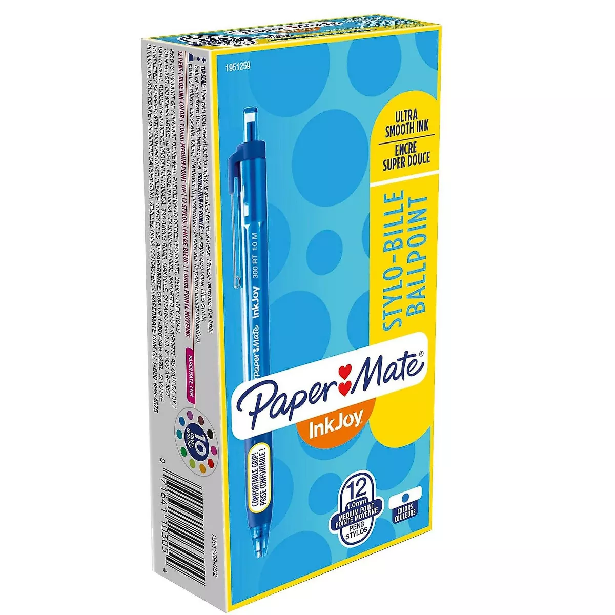 Paper Mate InkJoy 300RT Ballpoint Pen 1mm Blue Ink Dozen 1781561