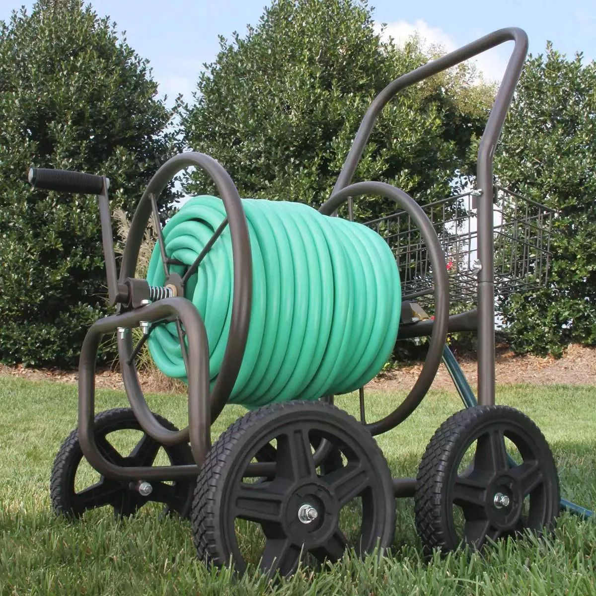 Liberty Garden Products 4 Wheel Residential Hose Reel Cart Holds Up to 250 Feet of 5/8