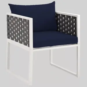 Stance 7pc Outdoor Patio Aluminum Dining Set - White/Navy - Modway