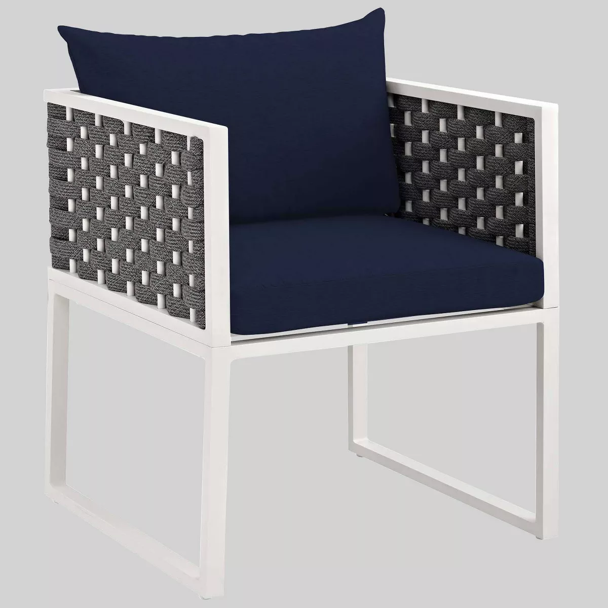 Stance 7pc Outdoor Patio Aluminum Dining Set - White/Navy - Modway