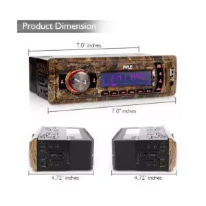 Pyle PLMRDK17 4 Inch In Dash LCD Display Multiple Input Stereo Radio Receiver for Cars, Boats, and Marine Watercraft Vehicles, Camo (4 Pack)