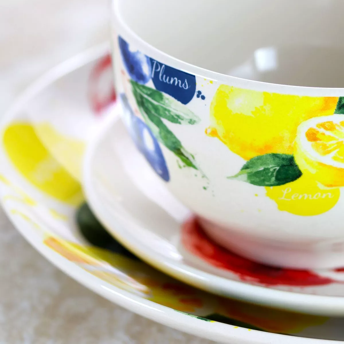 16pc Ceramic Fruit Basket Dinnerware Set - Elama