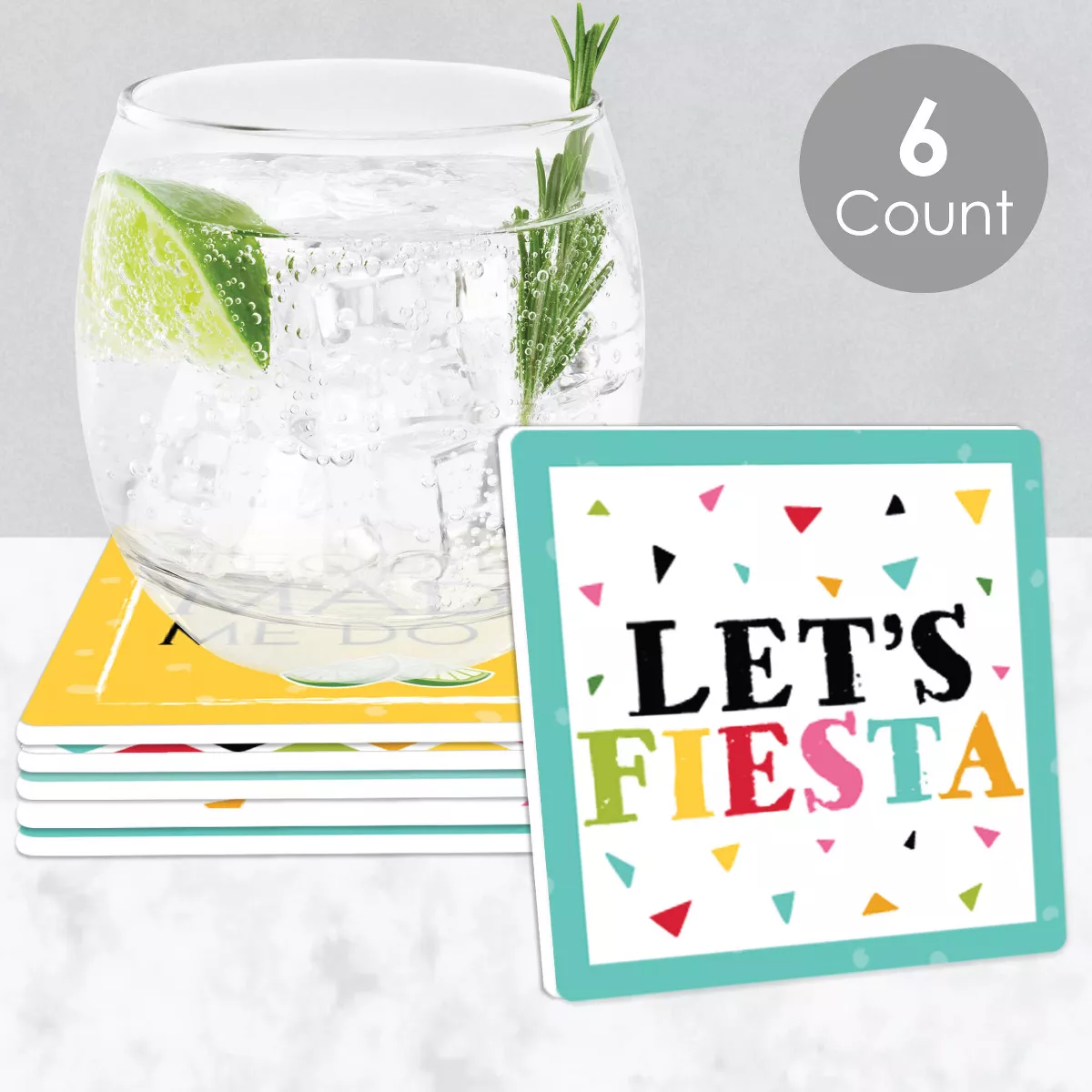 Big Dot of Happiness Let's Fiesta - Funny Mexican Fiesta Decorations - Drink Coasters - Set of 6