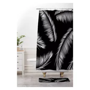 Kelly Haines Monochrome Palm Leaves Bath Rugs and Mats Black 24