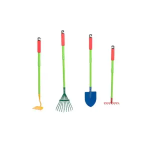 HearthSong - Kid's Red Garden Wheelbarrow with Wood Handles, Steel Braces and Solid Tire