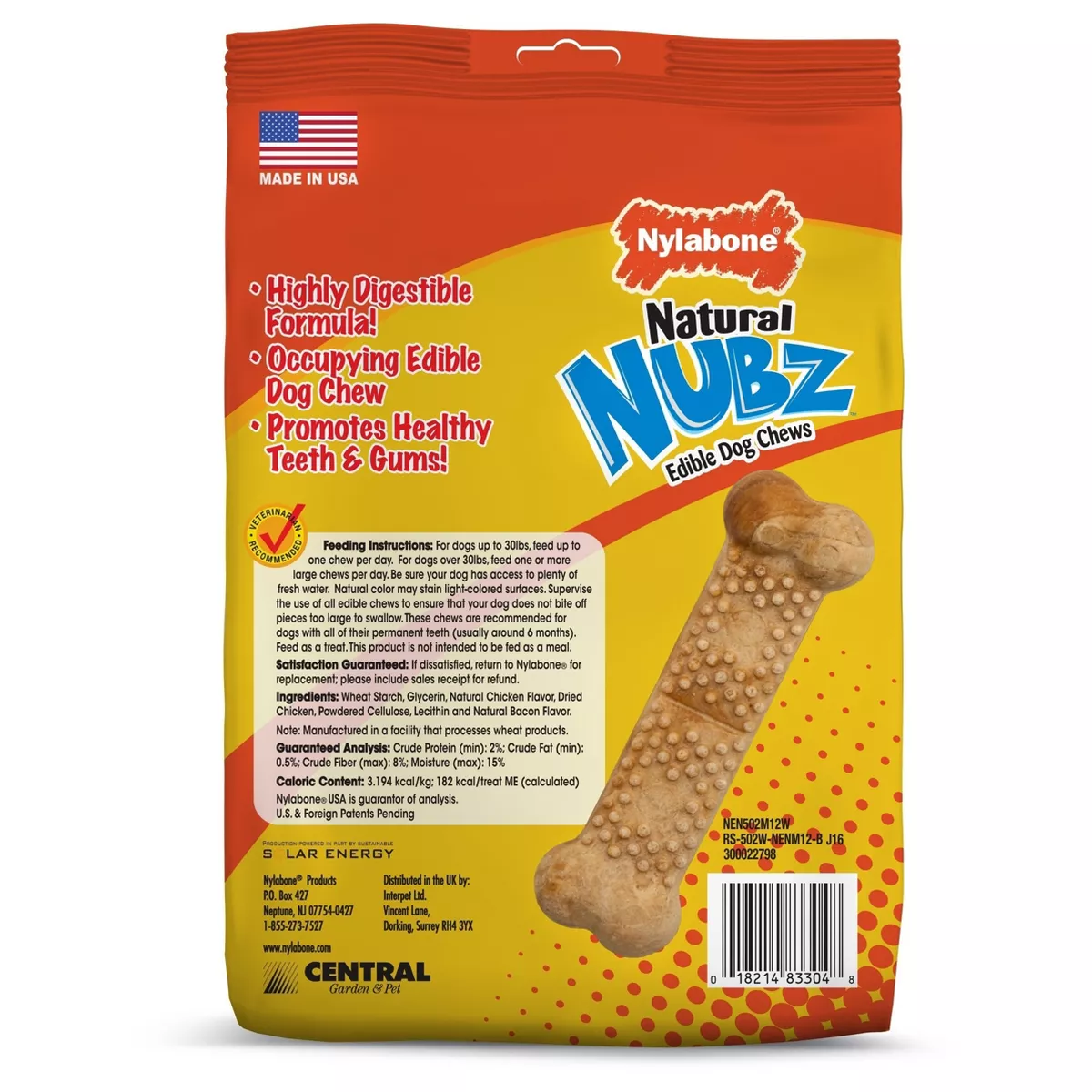 Nylabone Natural Medium Nubz Chicken Flavored Dental Treats Dog Treats - 12ct