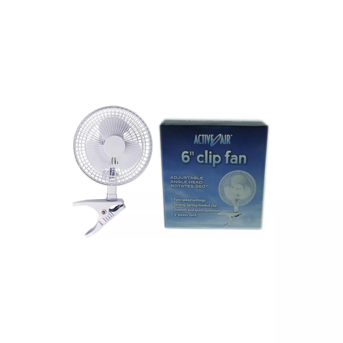Active Air ACFC6 6-Inch 2-Speed Clip-On Desk Mountable 360-Degree Hydroponics Grow Fan with Spring-Loaded Plastic Clip for Office, Greenhouse, Kitchen